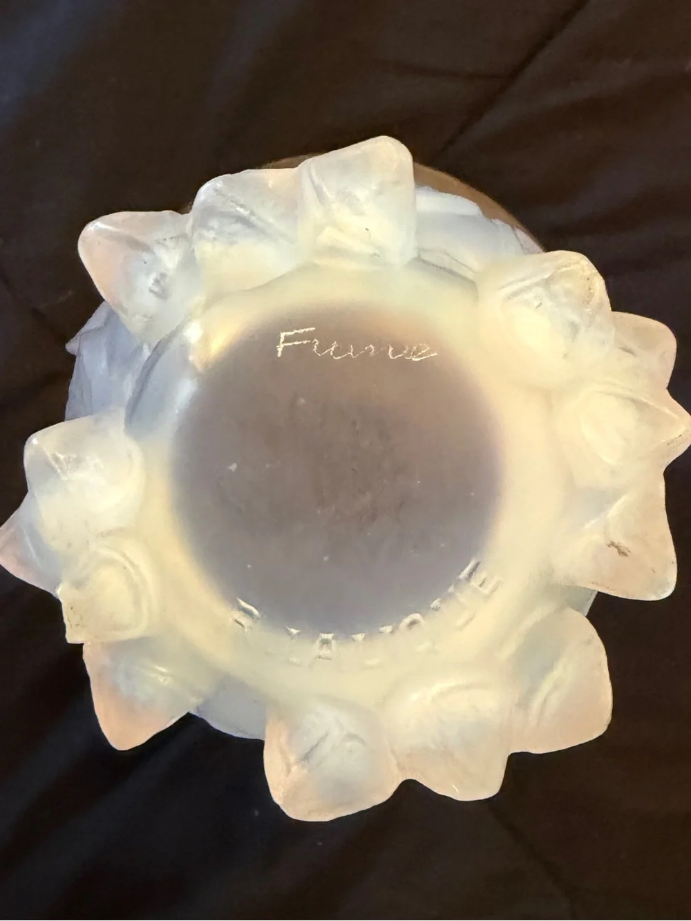 Rene Lalique Eucalyptus Opalescent Frosted Glass Vase